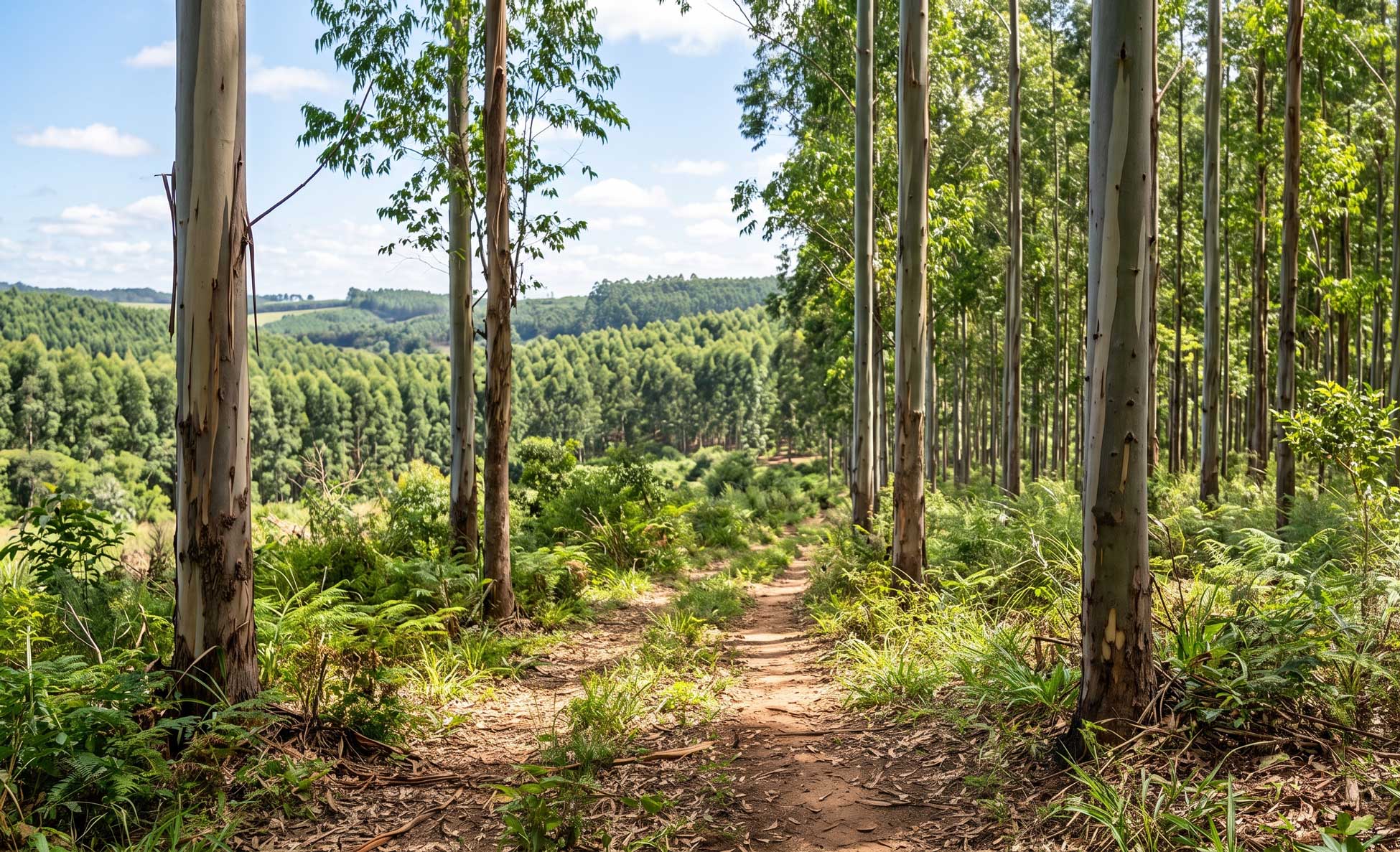 Bosque de eucaliptos de gestión forestal responsable